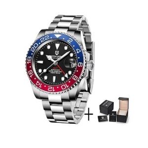 Mens Pagani Design Automatic Luxury GMT Mechanical Wristwatch Stainless Steel